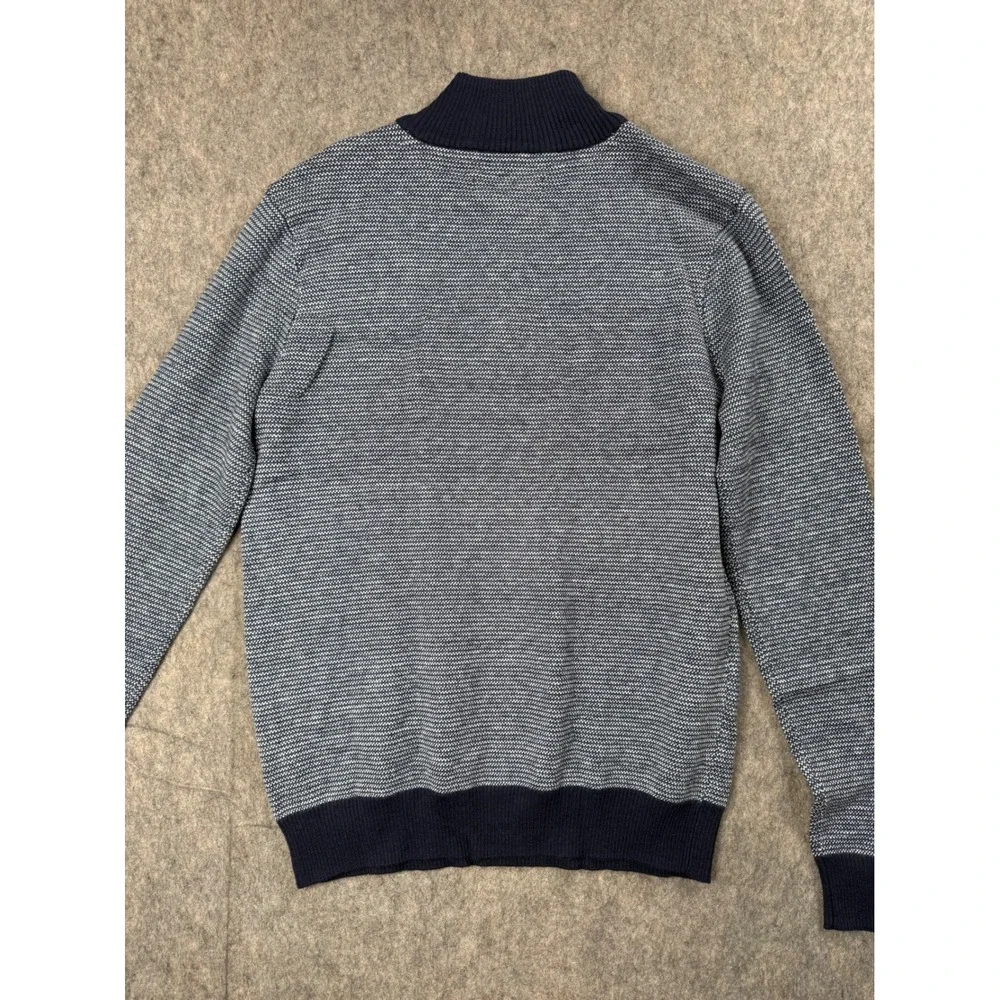 Hawker Rye Mens Cotton Cashmere Mock Neck Button Henley Sweater Navy Blue Small
